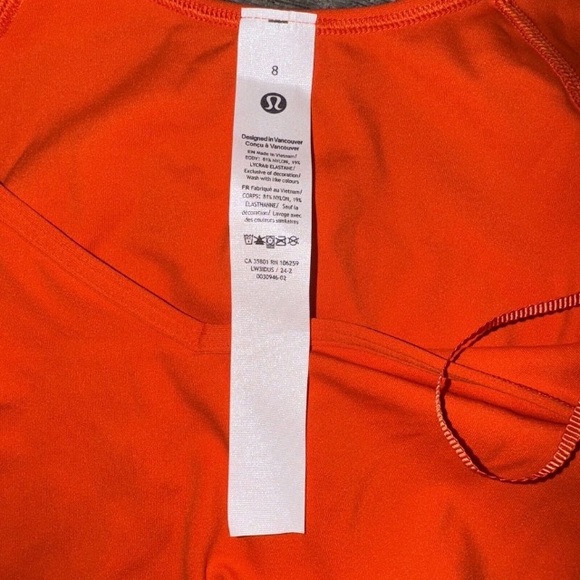 LULULEMON NWT ALIGN LONG SLEEVE ORANGE RED Size 8 SLRO - Picture 4 of 4